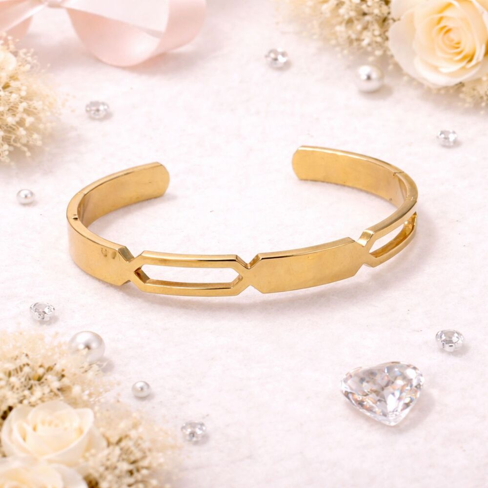 Anson Gold Tone Identification ID Cuff Bracelet
